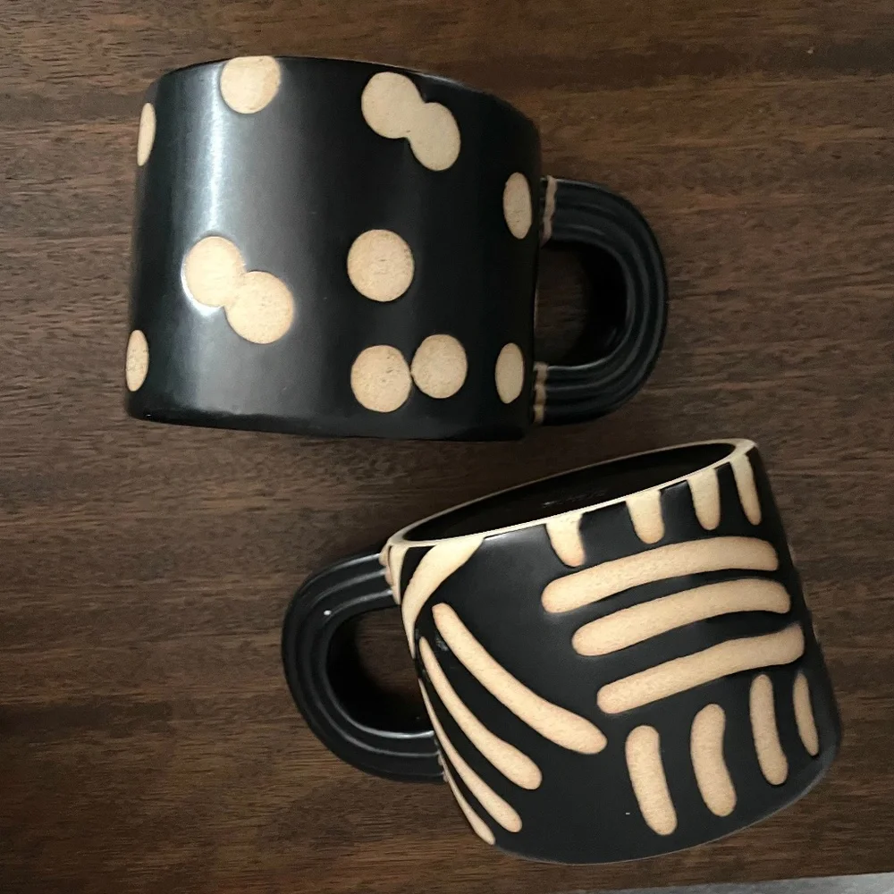 West Elm Set of 2 Tribal Batik Coffee Mugs